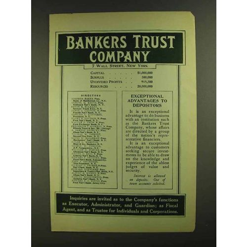 1907 Bankers Trust Company Ad - Depositors