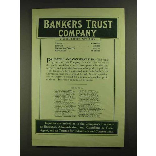 1907 Bankers Trust Company Ad - Prudence