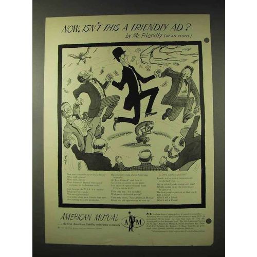 1948 American Mutual Insurance Ad - Isn't This Friendly