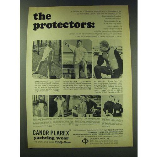 1970 Canor Plarex Yachting Wear Ad - The protectors