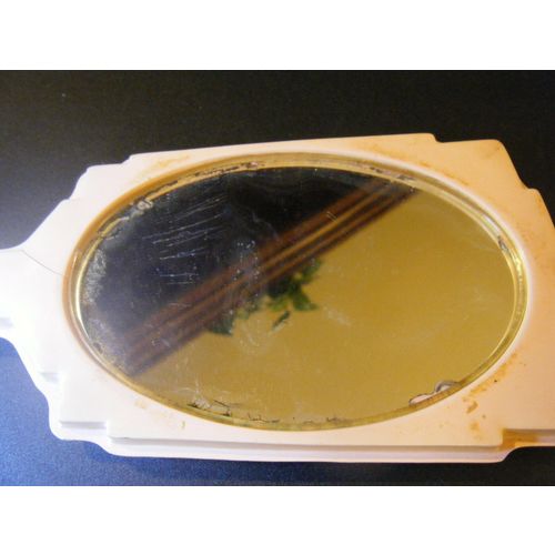 Vintage Art Deco Plastic Celluloid Hand Mirror & Matching Hair Brush