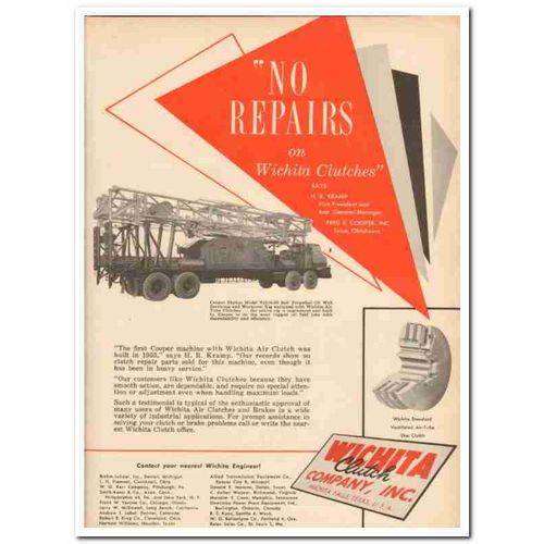WICHITA CLUTCH COMPANY 1959 HR Kramp VP Fred E Cooper rig vintage ad