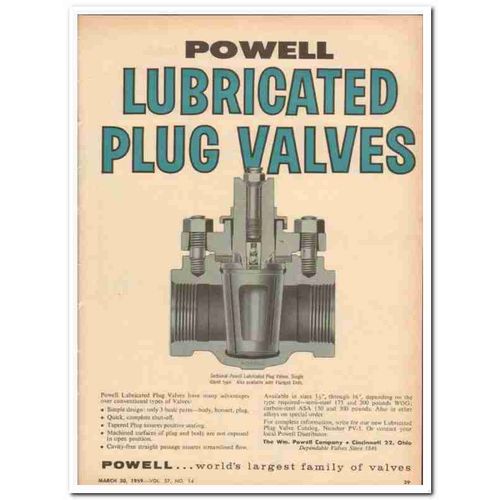 WM POWELL COMPANY 1955 Lubricated Plug Valves advantages vintage ad