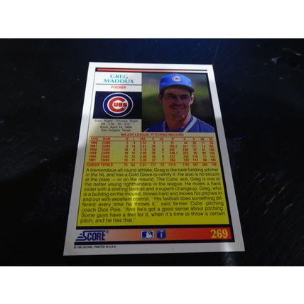1992 Score Card # 269 Greg Maddux Excellent-Mint (6) Chicago Cubs