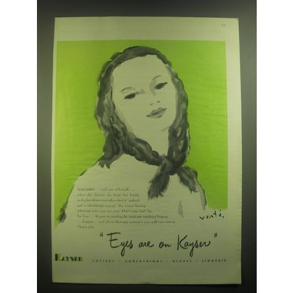 1945 Kayser Lingerie Ad - art by Marcel Vertes - Wise Eyed
