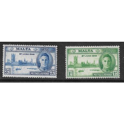MALTA 1946 VICTORY SG 232 /233 SET 2 VALS M / MINT