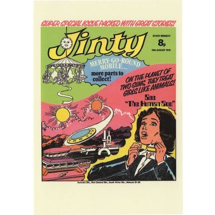 Girls Captured Outer Space Human Zoo Jinty 1970s Comic Postcard