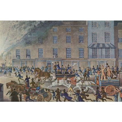 London Victorian Fire Engine Brigade in 1832 Painting Postcard