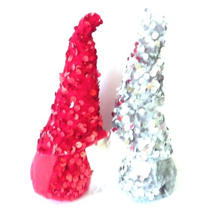 Christmas Gonks Red & Silver Sequins 17 CM