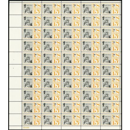 Statue of Liberty Full Sheet of Fifty 15 Cent Airmail Postage Stamps Scott C58