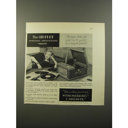 1954 Stromberg-Carlson Hi-Fi-Et Portable Phonograph Ad - For music lovers