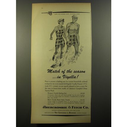 1954 Abercrombie & Fitch Viyella Swim Suits Ad - Match of the season