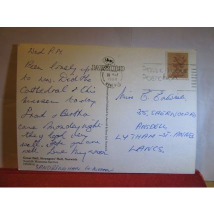 STRANGERS' HALL MUSEUM, NORWICH, NORFOLK. used postcard by Jarrold. 1988 pm =