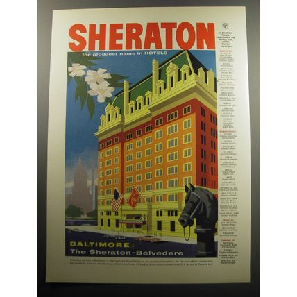 1957 Sheraton Belvedere Hotel Advertisement - Baltimore