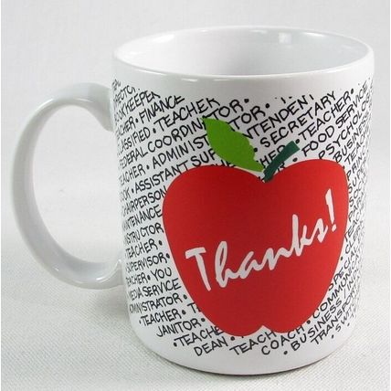 NEW Thanks! Apple White Mug, Teacher or other Professional Gift, Thailand