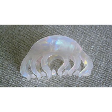 Pearly white iridescent hair claw clip for medium fine hair