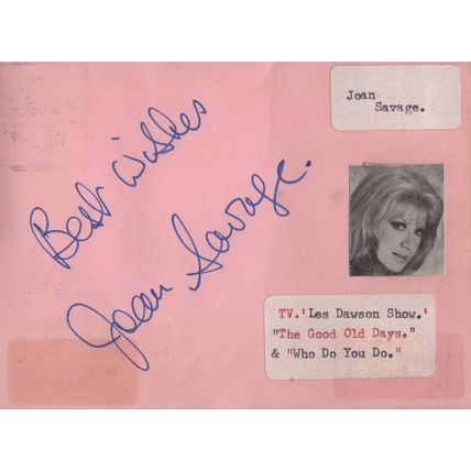 Joan Savage of Les Dawson Terry Dennis Drag Queen 2x Old Autograph s