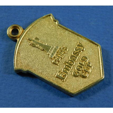 Solid Silver Gilt Embassy Darts Gold Cup Pairs Watch Fob Medal Hallmarked 2001