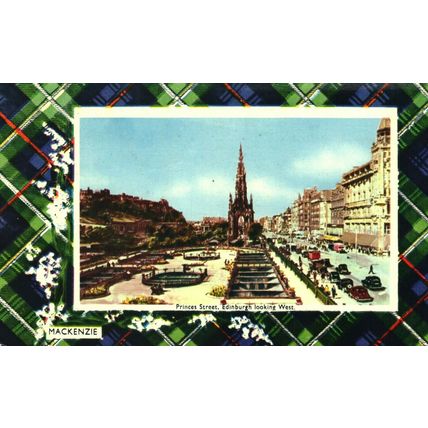 Princes Street, Edinburgh Looking West, Mackenzie Tartan, Postcard