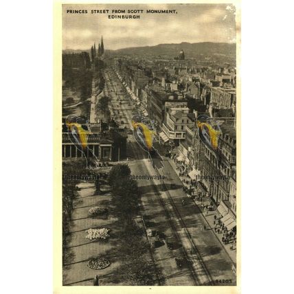 Princes Street from Scott Monument, Edinburgh, Richter Postcard