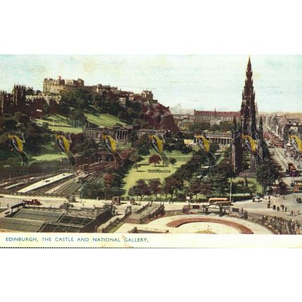 Edinburgh, Castle & National Gallery, Photochrom, Postcard 1962