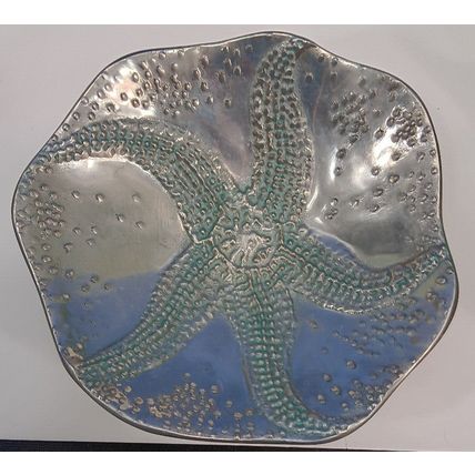 Rare Vintage Mariposa Starfish Metalware Aluminum Bowl Nautical Decor 8” Metal