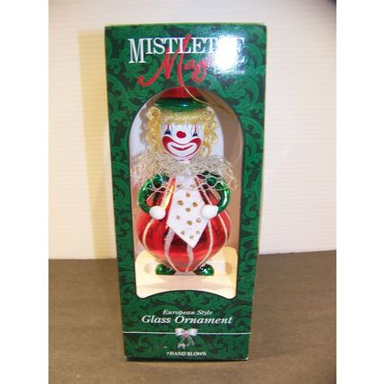 Mistletoe Magic Collection Hand Blown Glass Clown Ornament NIB