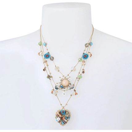 Bead & Flower Heart Illusion Necklace Her She