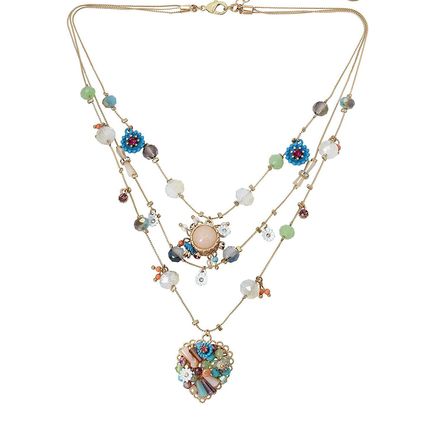 Bead & Flower Heart Illusion Necklace Her She