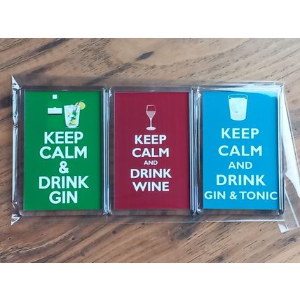 KEEP CALM & DRINK (Gin, Wine, Gin & Tonic) themed fridge magnet set **FREE P&P**