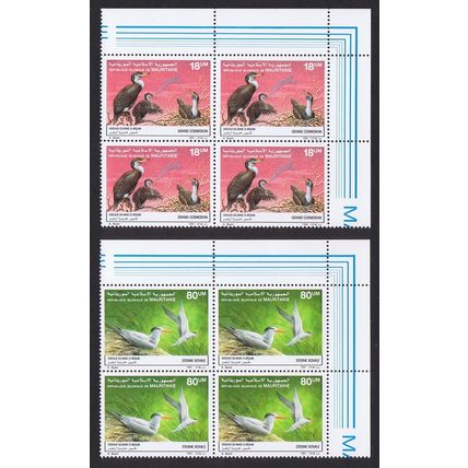 Mauritania Birds Cormorants Terns 2v Corner Blocks of 4 1988 MNH SG#899-900