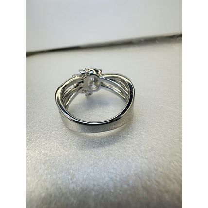 Ring Bomb Party Sz6 RBP Radiant Colorless Gem W/Rhodium P Band Costume Jewelry