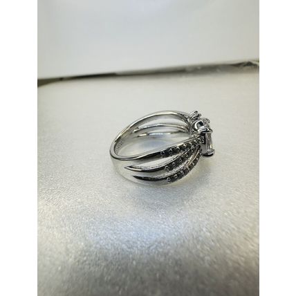 Ring Bomb Party Sz6 RBP Radiant Colorless Gem W/Rhodium P Band Costume Jewelry