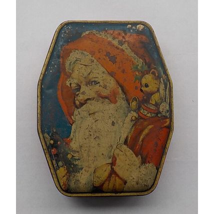 ANTIQUE GEORGE HORNER TOFFEE TIN FATHER CHRISTMAS c 1930's