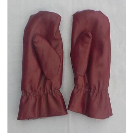 VINTAGE MEN'S LEATHER MITTENS WITH WOOL LINING. ADULT SMALL - MEDIUM SIZE HAND