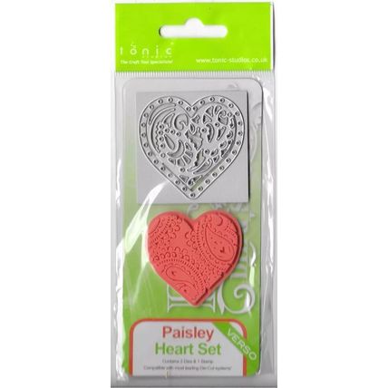 Tonic Studios. Paisley Heart Stamp & Die Set. Die Cutting Stramping Cardmaking