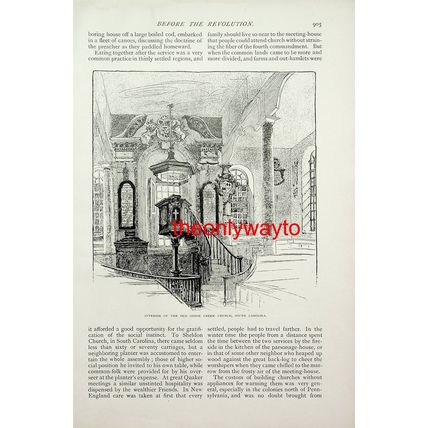 Old Goose Creek Church SC, (Old Church Stoves On Reverse), Book Illustration