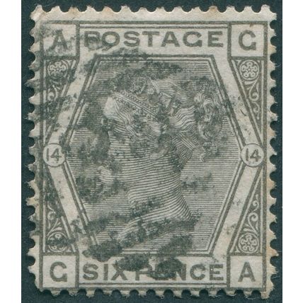 Great Britain 1874 6d deep grey Plate 14 SG146 used