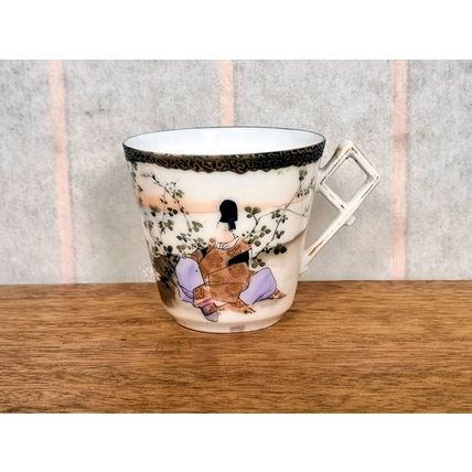 Japanese Art Deco Tea Cup, Vintage Oriental Porcelain, Eggshell China 1930s 1920