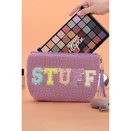 Phalaenopsis Sparkle Letter Pattern Tassel Zipper Makeup Bag