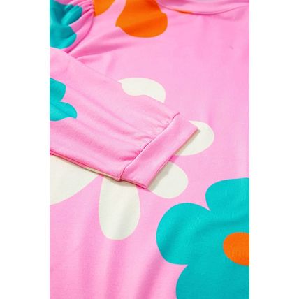 Rose Cute Flower Print Bracelet Sleeve Top