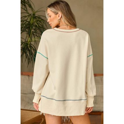 White Give Thanks to the LORD Graphic High Low Hem Loose Sweatshirt