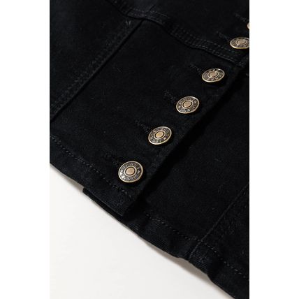Black Acid Wash Buttoned Cropped Slim Denim Tank Top