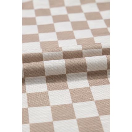 Brown Checkerboard T Shirt and High Waist Skorts 2 Piece Outfit