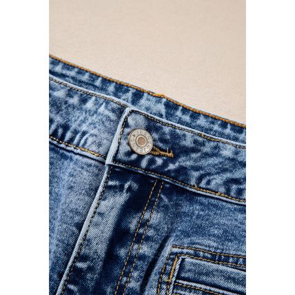 Blue Chic Patch Pocket Straight Leg Loose Jeans