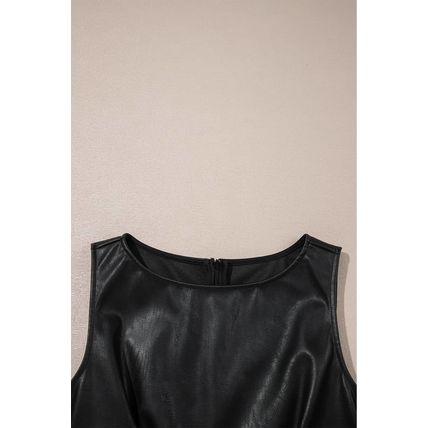 Black Vegan Leather Sleeveless Mini Dress
