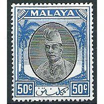 Kelantan 1951 SG78 50c Black & Blue Mounted Mint .. ..