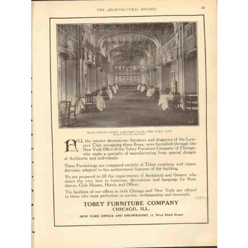 tobey furniture company 1912 dining room lawyers club nyc vintage ad