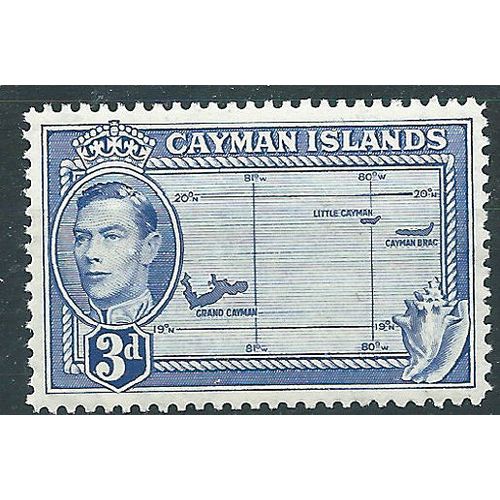 Cayman Islands 1947 SG121a 3d Bright Blue Mounted Mint....