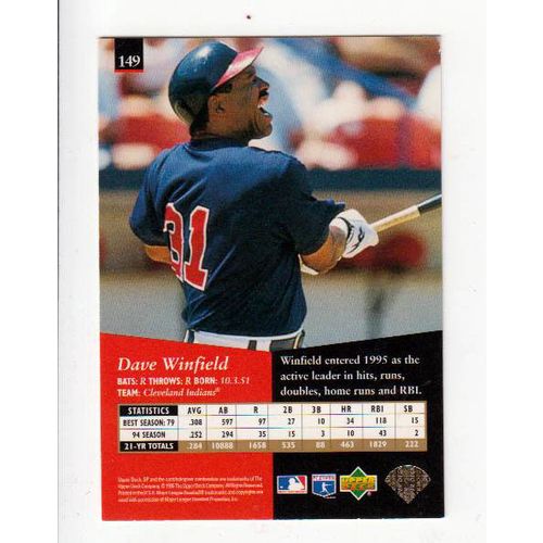1995 Upper Deck SP red Dave Winfield card #149 - NM - HOF-Indians